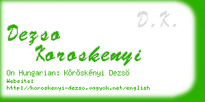 dezso koroskenyi business card