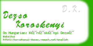 dezso koroskenyi business card